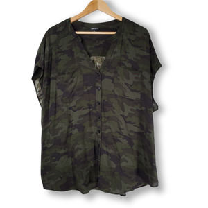 Torrid Camo Dolan Challis Shirt Army Camouflage Print Top Size 2